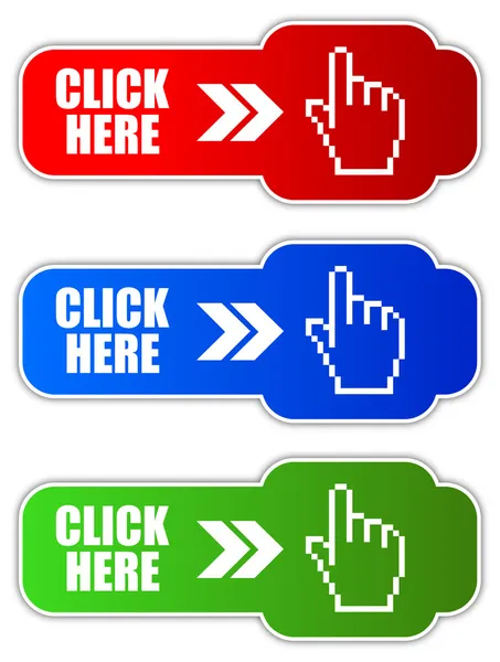 Vector click here buttons — Stock Vector