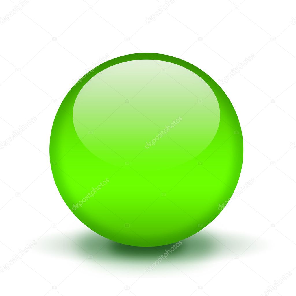 Green shiny ball isolated on white
