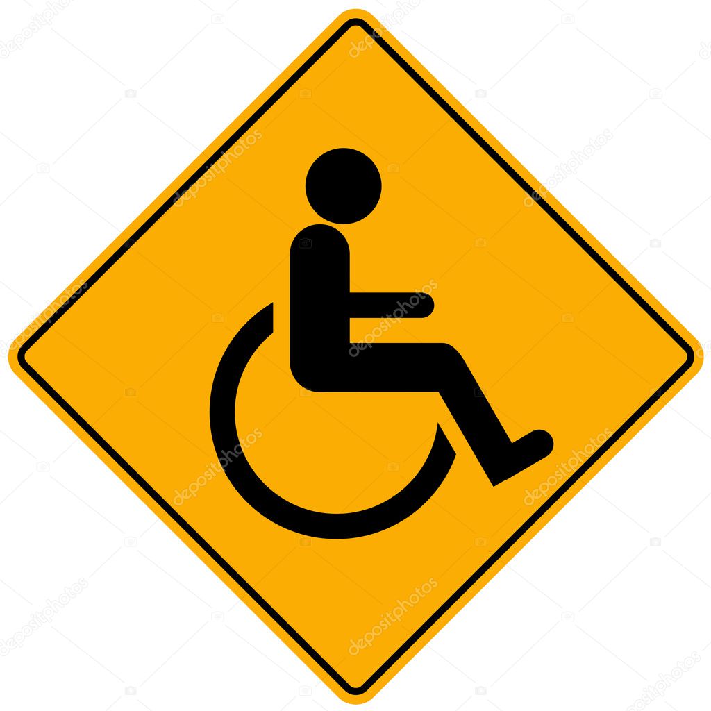 Disabled person warning sign