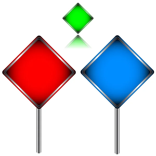 Три разноцветных знака — стоковый вектор