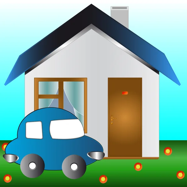 stock vector The car and the house