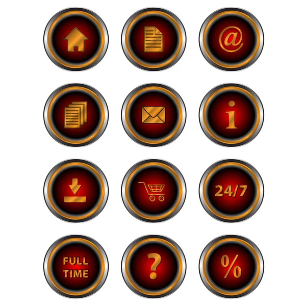 Gran conjunto de web de iconos rojos — Vector de stock