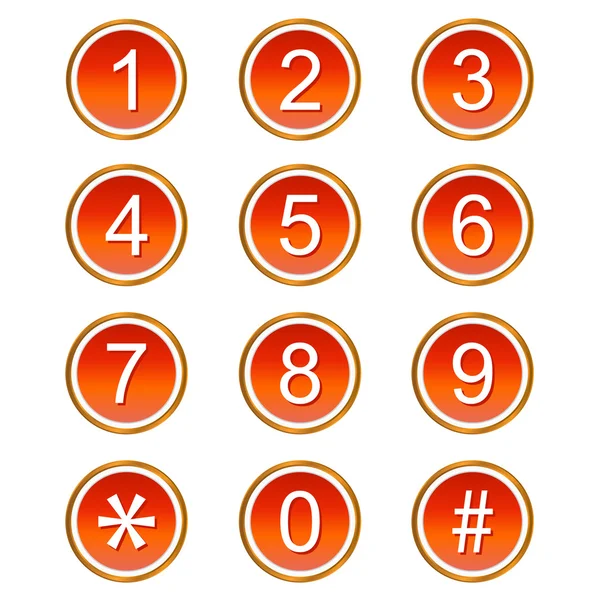 Números rojos iconos — Vector de stock
