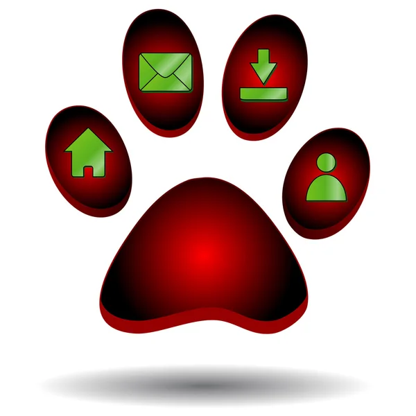 Patte rouge d'un animal — Image vectorielle