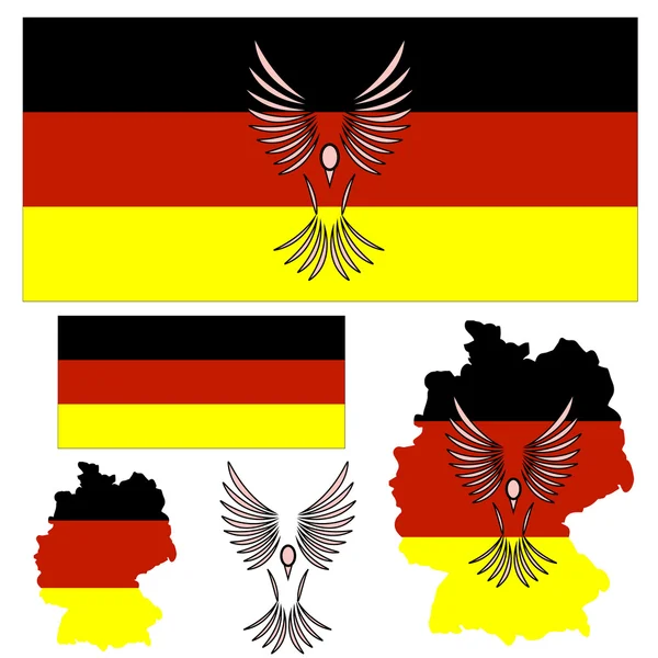 Bandera y pájaro alemán — Vector de stock