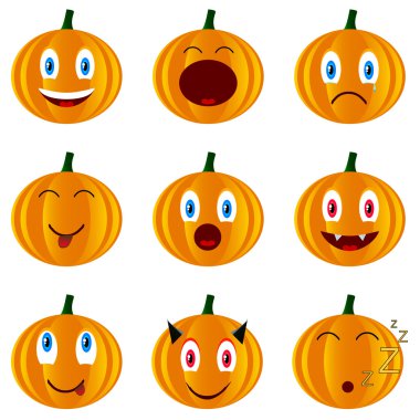 Nine pumpkins clipart