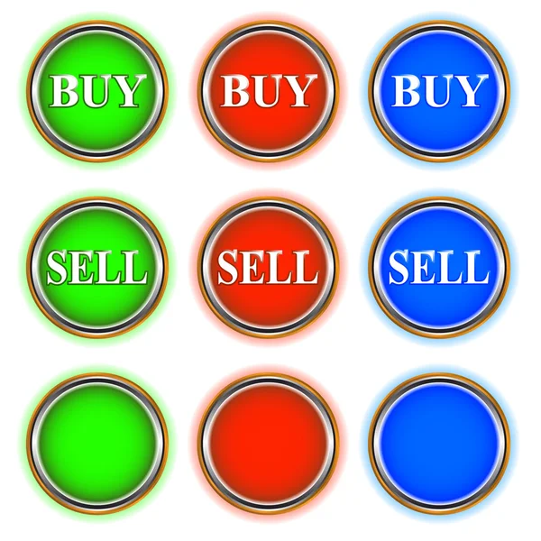 Botões verdes vermelhos e azuis — Vetor de Stock