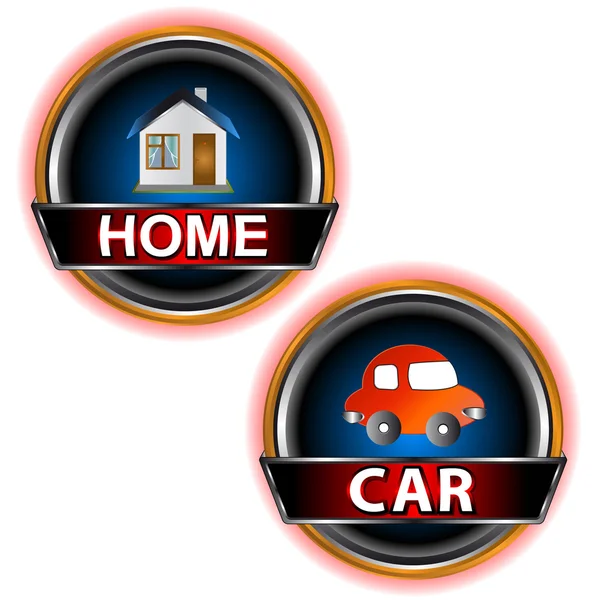 Boutons maison et voiture — Image vectorielle