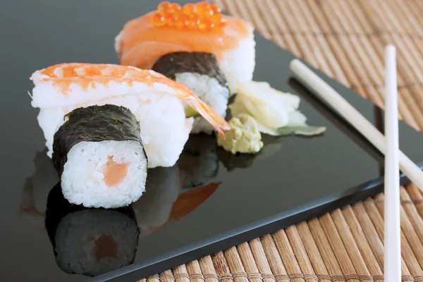 Sushi set on black background — Stock Photo, Image