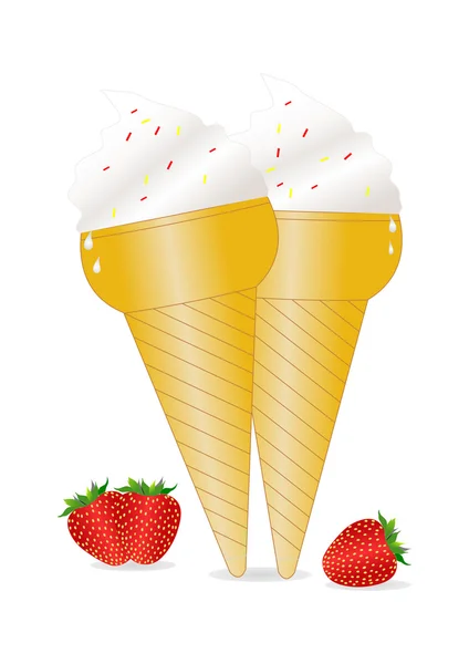 Ice creams with strawberries — Stock Photo, Image