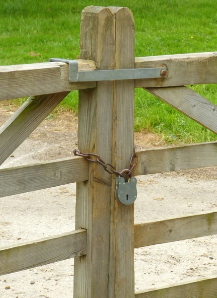 Porta de madeira com cadeado — Fotografia de Stock