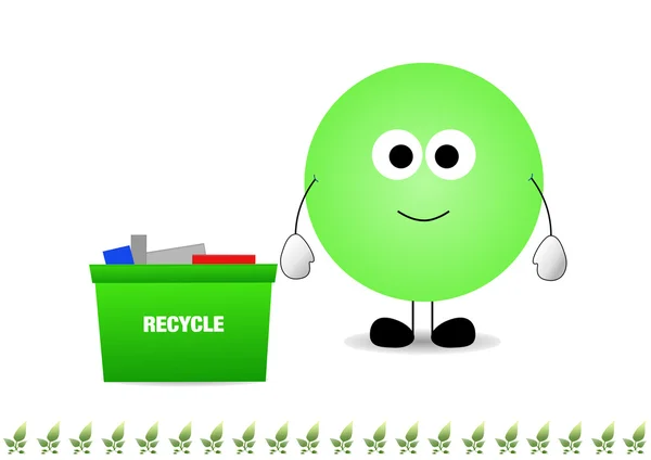 Groen man recycling — Stockfoto