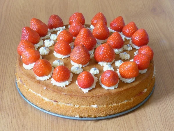 stock image Strawberries sponge cake