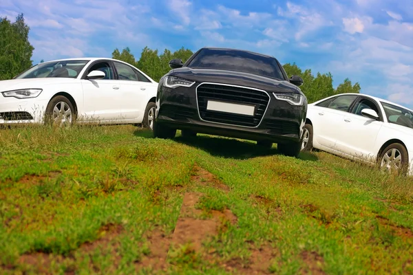 Três carros na natureza — Fotografia de Stock