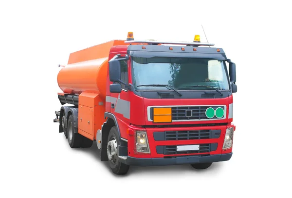 Kırmızı benzin tankı kamyon — Stok fotoğraf