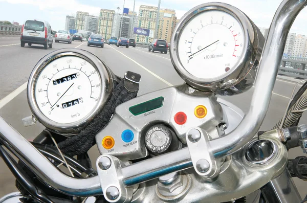 Snelheidsmeter en motorfiets tachometre — Stockfoto