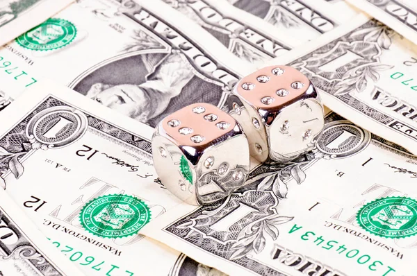 Dollars and diamond dices — Stock Photo, Image