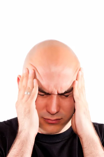 Worried bald guy — Stock Photo, Image