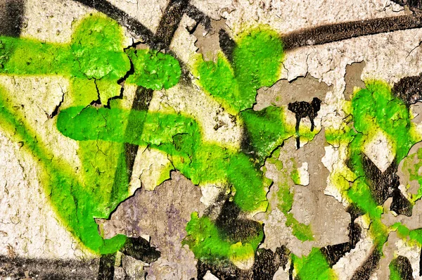 Kırık duvara boya ile — Stok fotoğraf