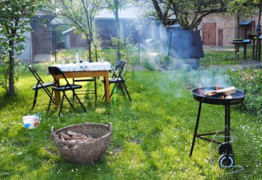 Barbecue in the garden clipart