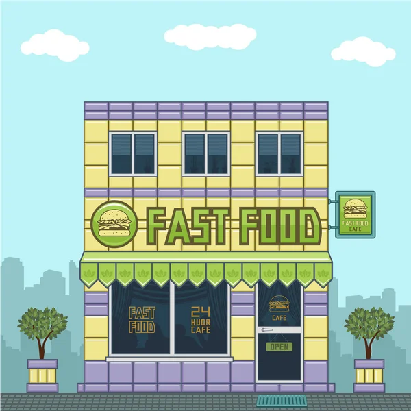Фасад ресторана быстрого питания — стоковый вектор