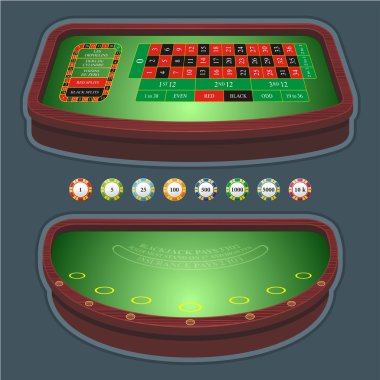 Roulette table blackjack clipart