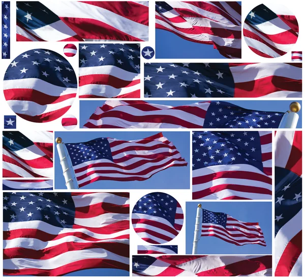 Amerikai zászló buttonok és bannerek — Stock Fotó