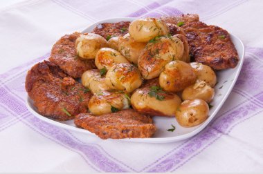 Steak and potatoes clipart