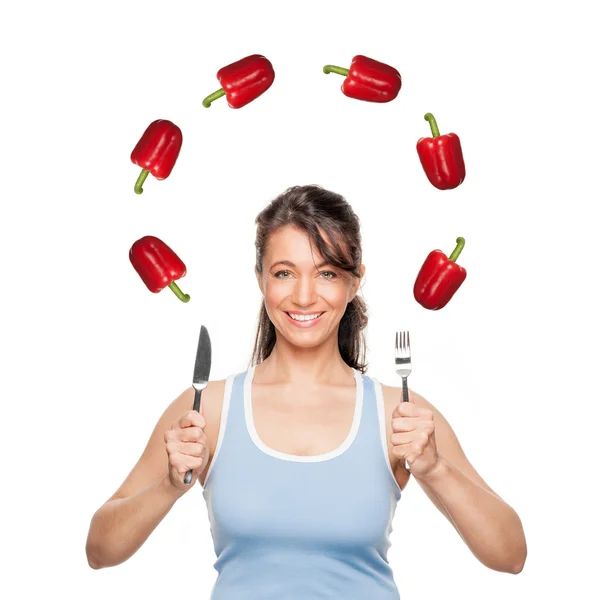 Woman with pepper — Stock Photo, Image