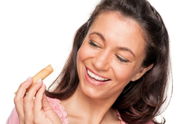 Woman with cookie — Stock Photo, Image