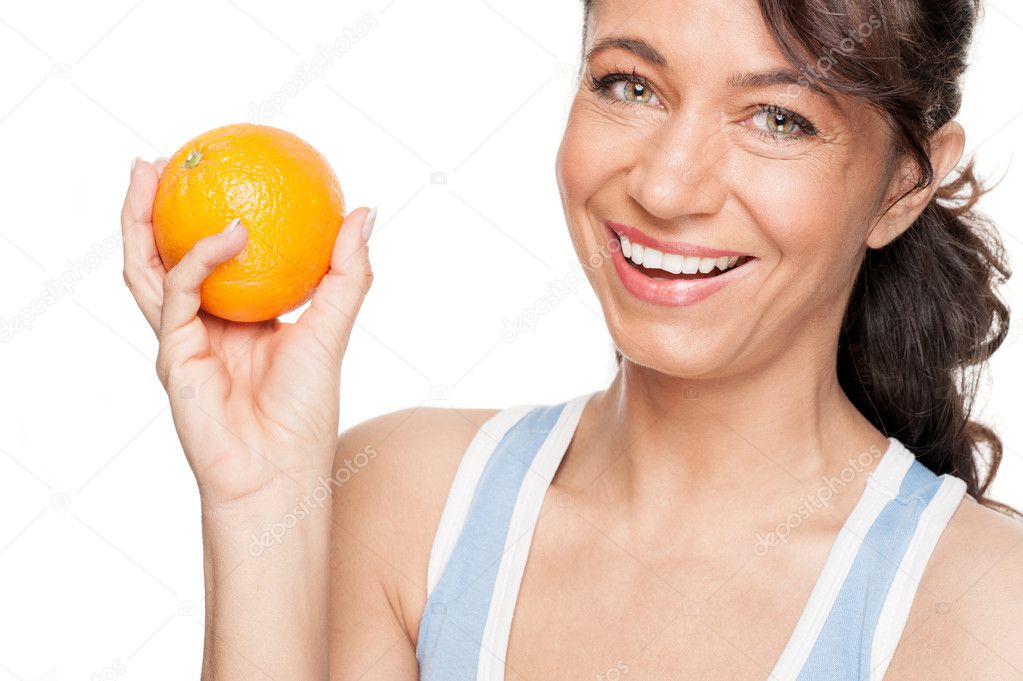 Woman with orange