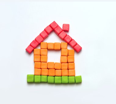 Colorful house of blocks clipart