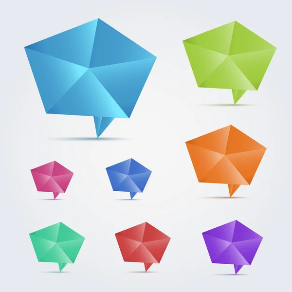 Ensemble de 8 bulles de discours origami coloré . — Image vectorielle