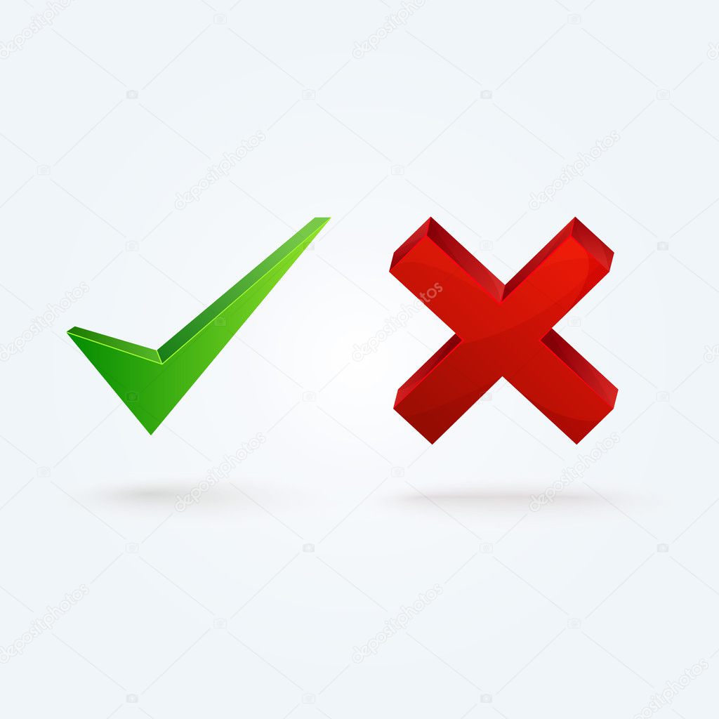 Glossy validation icons. Check and Xmark