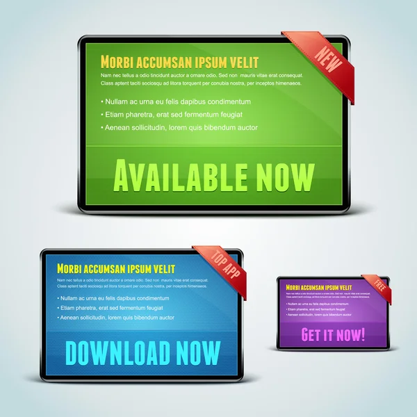 Set di 3 banner per il download del tuo sito web . — Vettoriale Stock