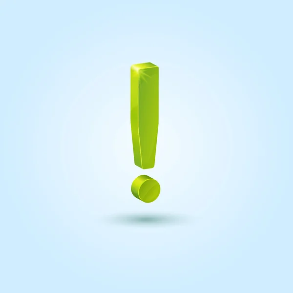 Izole mavi zemin üzerine yeşil ünlem işareti — Stok Vektör
