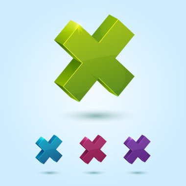 Set of X mark symbol isolated on blue background clipart
