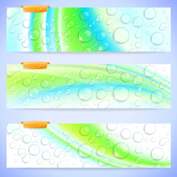 Banners abstractos con gotas de agua — Vector de stock