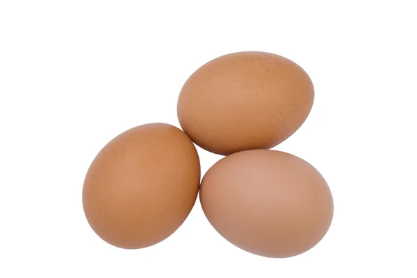 Gruppe von drei rohen Eiern — Stockfoto