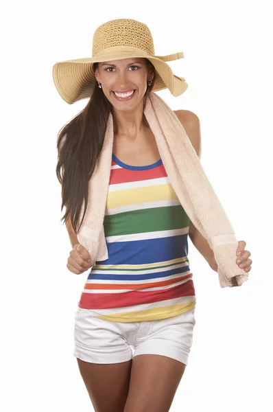 Donna in abbigliamento da spiaggia — Foto Stock