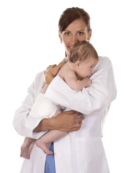 女性医師と赤ちゃん ストック写真