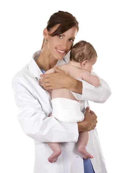 Femme médecin et un bébé — Photo