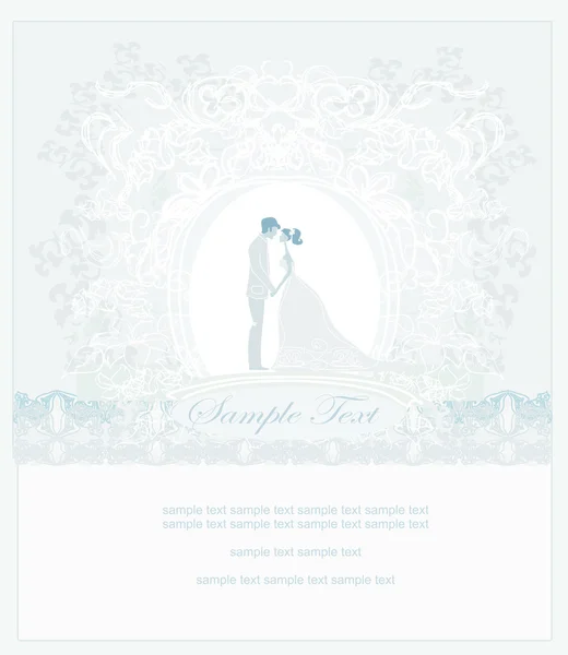 Élégante invitation de mariage et couple de mariage, illustration vectorielle — Image vectorielle