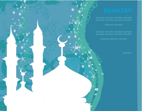 ラマダーンの背景-モスクのシルエットベクトルカード — ストックベクタ