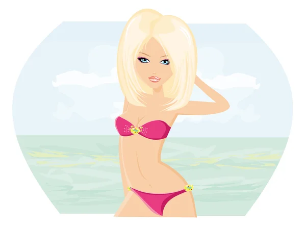 Nyári szexi strand lány bikini — Stock Vector