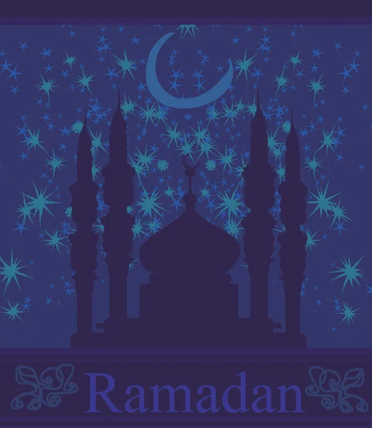 Ramadan achtergrond - moskee silhouet vector kaart — Stockvector