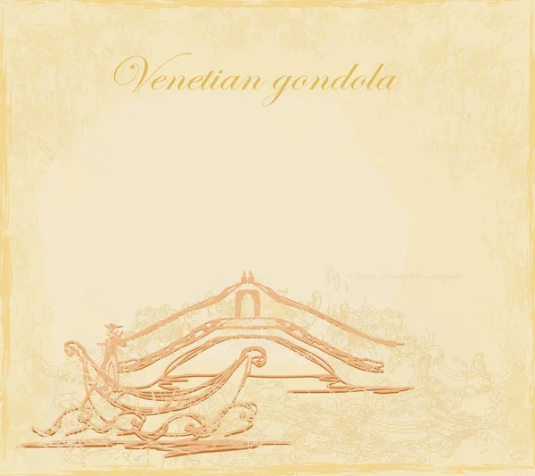 Venetiaanse gondel retro stijl kaart vector illustratie — Stockvector