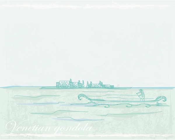 Wenecka gondola stylu retro karty wektor ilustracji — Wektor stockowy