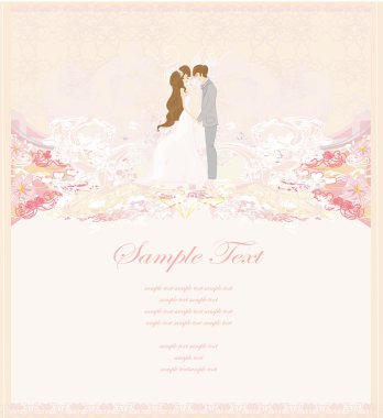 Elegant wedding invitation with wedding couple clipart