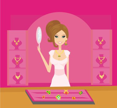 Girl and jewellerys clipart